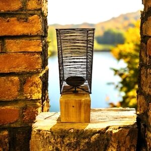 Vintage Vail Candle Holder 15 Wood & Metal Artisan Candle Stand Rustic Farmhouse